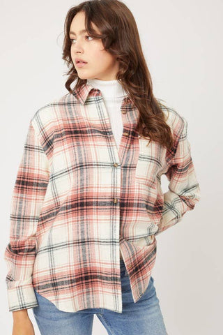 Flannel Shirt - Ladies - terracotta plaid